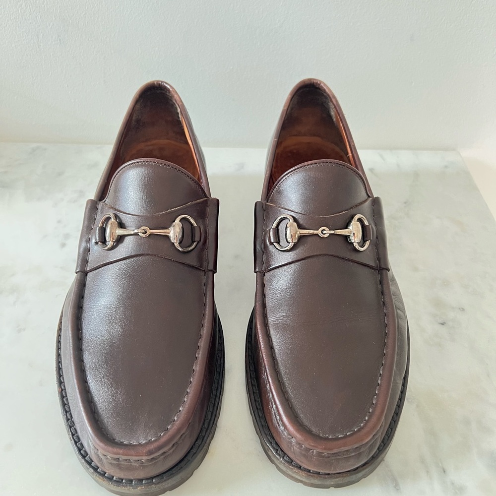 Gucci Horsebit Leather Loafers in Brown